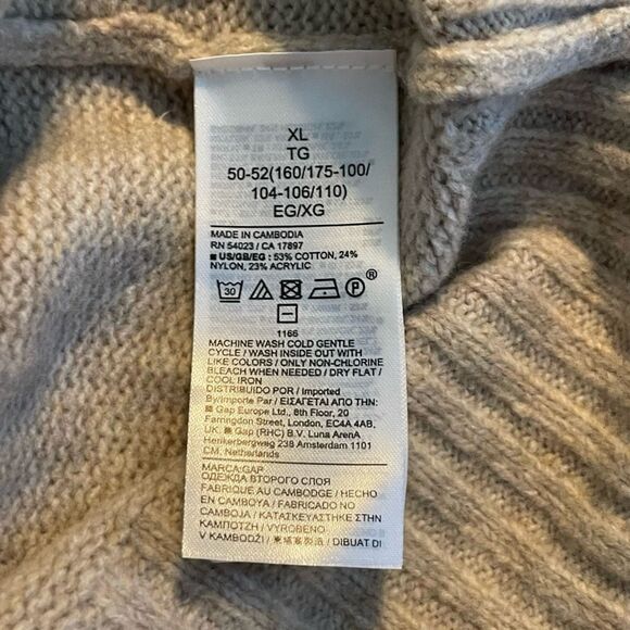 Gap Cozy Turtleneck Sweater Dress Oatmeal Tan Knit Long Sleeve Mini XL - Picture 4 of 5